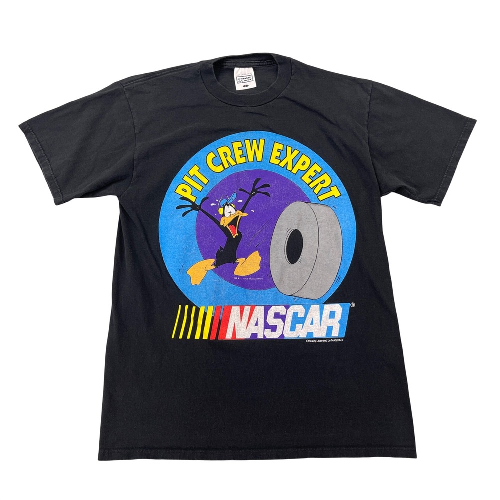 Nice Man NASCAR T-Shirt Mens Large Black Daffy Duck Pit Crew Expert 1994 Vintage